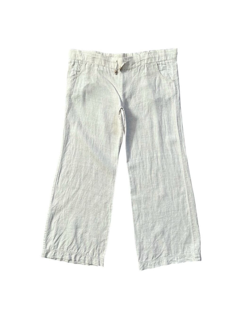 ecoSkin 100% Linen High Rise Wide Leg Pants Natural Beige Size Large